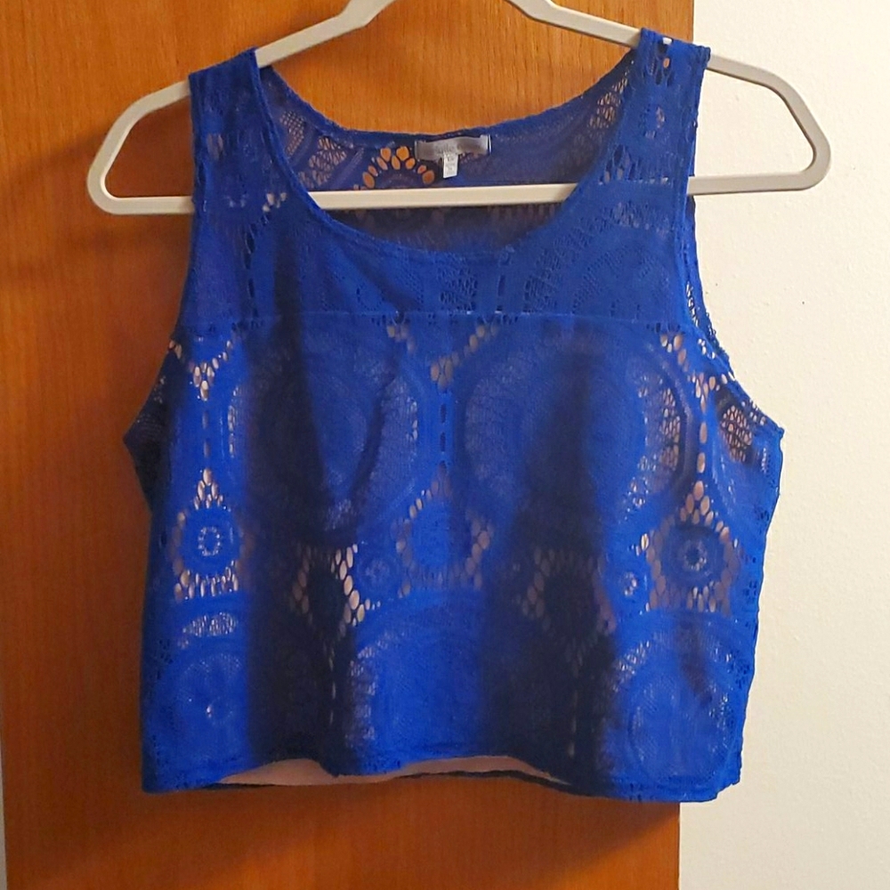 Blue Lace Crop Top